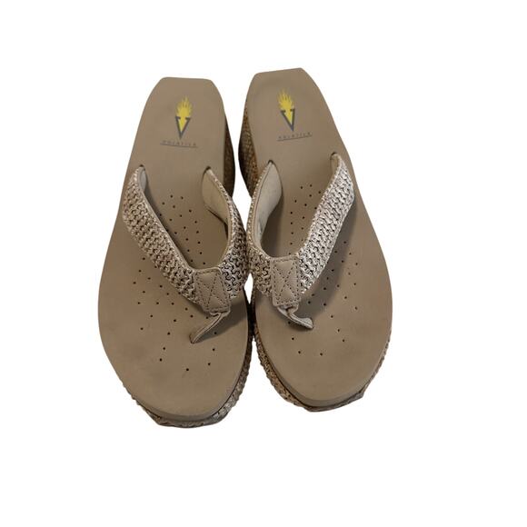 Womens Volatile Island Platform Wedge Flip-Flop Sandals Natural Color Tan Sz 9 - Picture 4 of 11